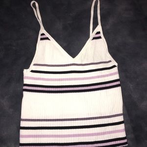 Kendall & Kylie Purple and White Striped Tank Top